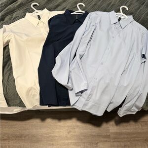 Lululemon New Venture Slim Fit Dress Shirts (white, blue linen, navy) never worn